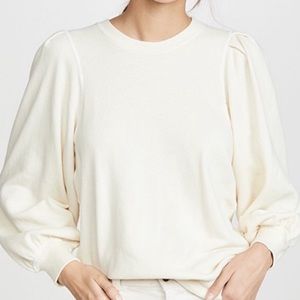 THE GREAT The Pleat Puff Sleeve GRAY Sweatshirt